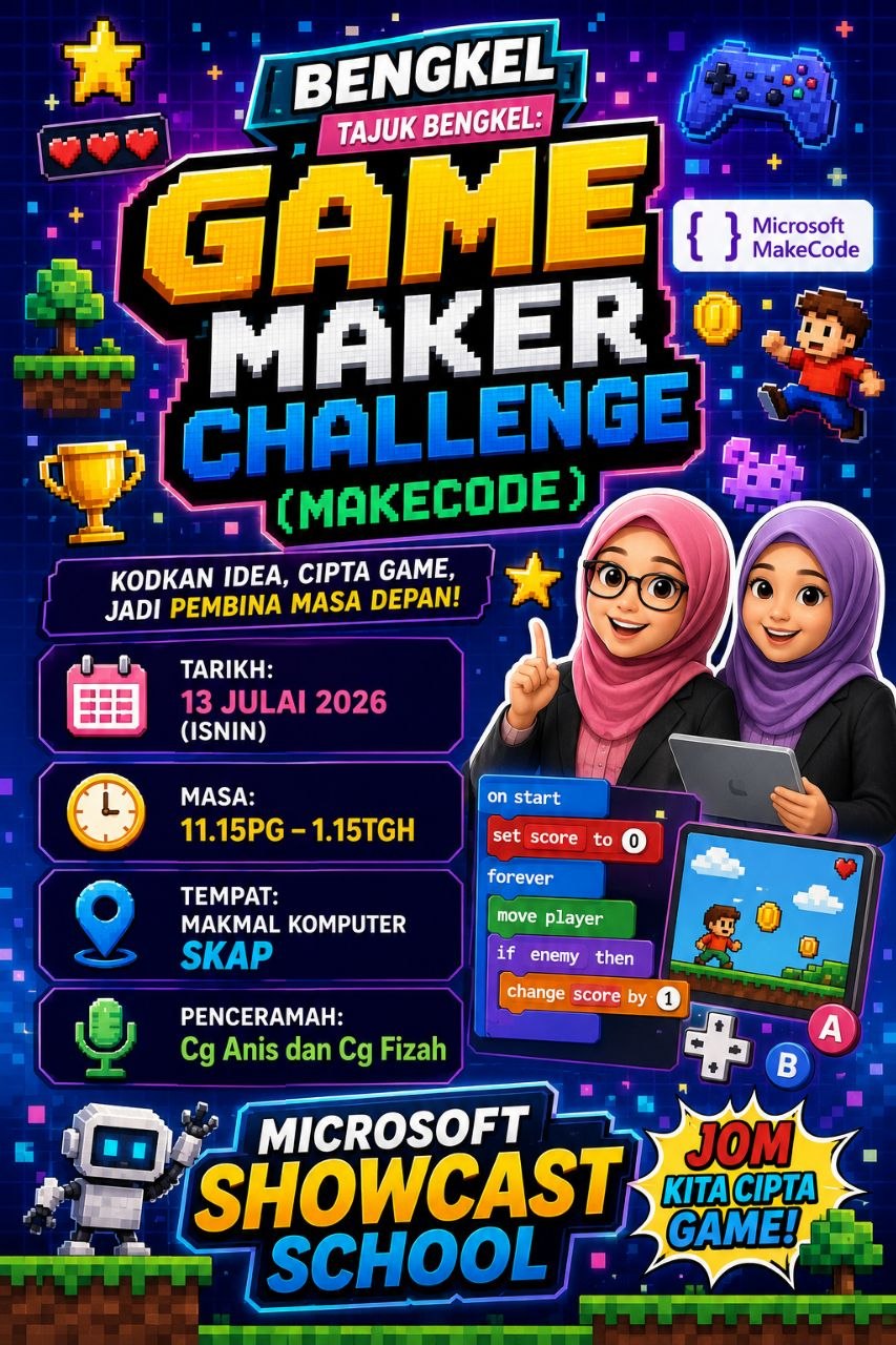Poster Bengkel Game Maker Challenge menggunakan Microsoft MakeCode