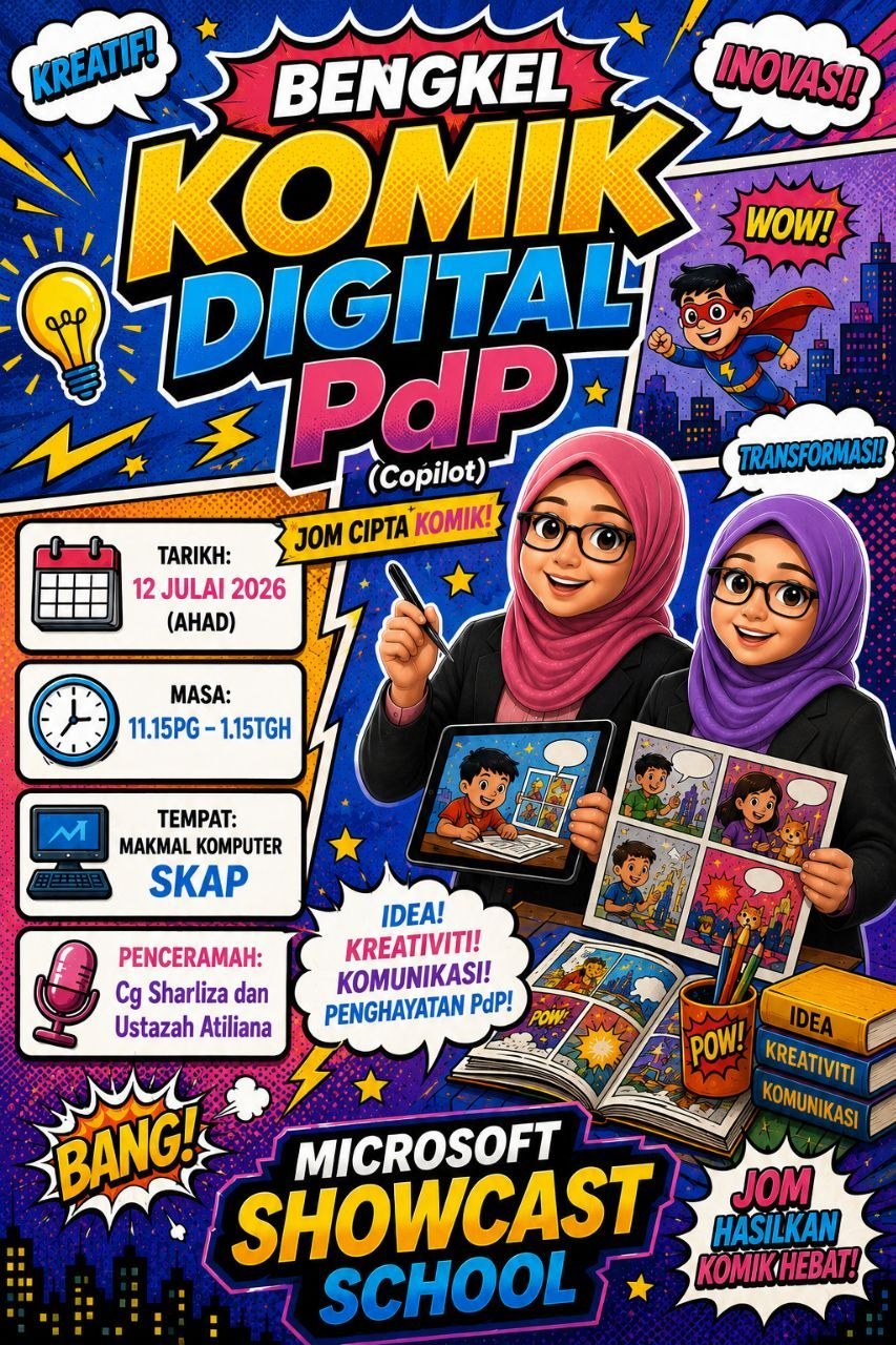 Poster Bengkel Komik Digital PdP menggunakan Copilot