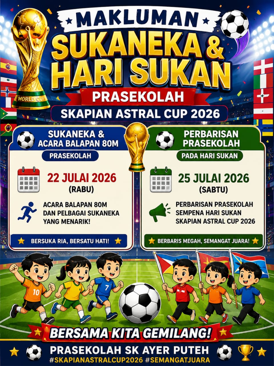 Poster Sukaneka dan Hari Sukan Prasekolah SKAPian Astral Cup 2026
